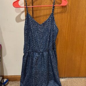 Blue Floral Spaghetti Strap Dress